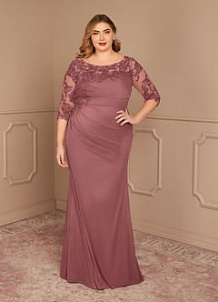 Azazie Alisondra Mother of the Bride Dresses Desert Rose Sheath Scoop Lace Lace Dress image8