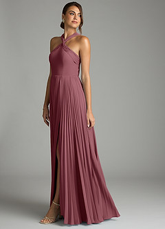 Azazie Afra Bridesmaid Dresses Desert Rose A-Line Pleated Chiffon Dress image4