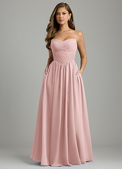 Azazie Tammy Bridesmaid Dresses Powder Pink A-Line Corset Chiffon Dress image5