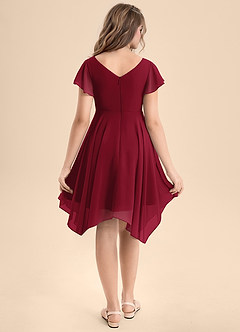 Azazie Janeaurelia Junior Abito A-Line in Chiffon Plissettato Borgogna image2