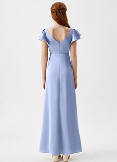 Azazie Omari Junior Ice A-Line Pleated Stretch Satin Dress image7