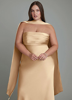 Azazie Saylor Jurken voor bruidsmeisjes Jurk van Stretch Satijn met Zeemeermin Strapless Champagne image8