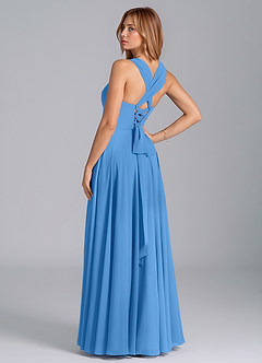 Azazie Darana Jurken voor bruidsmeisjes Jurk van Chiffon met A-Lijn Korset Blauwe Gaai image6