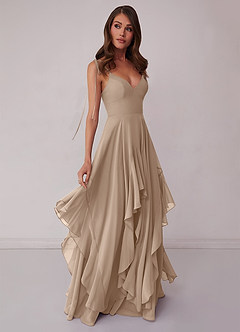 Barbie ♥ Azazie Bridesmaid Dresses Taupe A-Line Bow Chiffon Dress image1