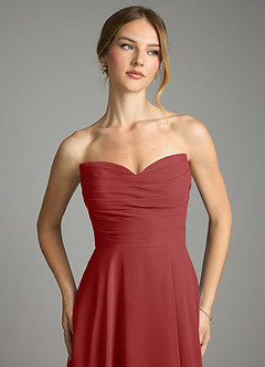 Azazie Ayla Abiti da Damigella Abito A-Line in Chiffon Scollo a Cuore Ruggine image4