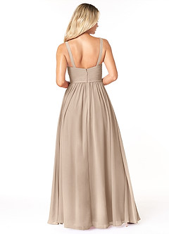 Azazie Chanel Bridesmaid Dresses Taupe A-Line Pleated Chiffon Dress image2