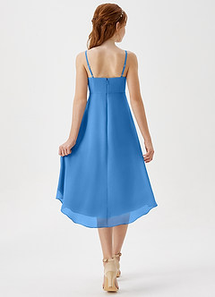 Azazie Mariam Junior Abito A-Line in Chiffon Plissettato Blue Jay image2