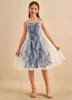 Azazie Cubbie Girls Formal Blumenmädchenkleider A-Linie Spitze Kleid Dunkelmarine image4
