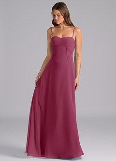 Azazie Valentine Bridesmaid Dresses Mulberry A-Line Corset Chiffon Dress image3