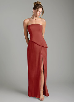 Azazie Tierney Bridesmaid Dresses Terracotta A-Line Strapless Chiffon Convertible Dress image4