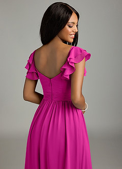Azazie Anaya Bridesmaid Dresses Fuchsia A-Line Pleated Chiffon Dress image2