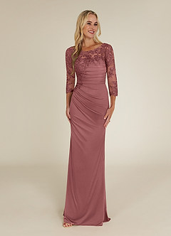 Azazie Alisondra Mother of the Bride Dresses Desert Rose Sheath Scoop Lace Lace Dress image1