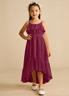 Azazie Karmen Flower Girl Dresses Mulberry A-Line Ruched Chiffon Dress image5