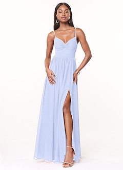 Azazie Zeya Bridesmaid Dresses Lavender A-Line V-Neck Pleated Chiffon Dress image1