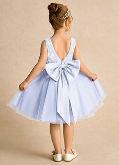 Azazie Butterfly Flower Girl Dresses Lavender A-Line Lace Dress image1