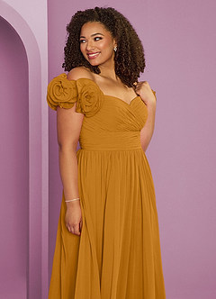 Barbie ♥ Azazie Bridesmaid Dresses Butterscotch A-Line Off the Shoulder Chiffon Convertible Dress image13