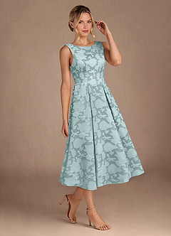 Azazie Fulton Mother of the Bride Dresses Mist A-Line Pleated Floral Burnout Dress image2