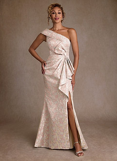 Azazie Hampton Mother of the Bride Dresses Dusty Rose Mermaid One Shoulder Jacquard Dress image1