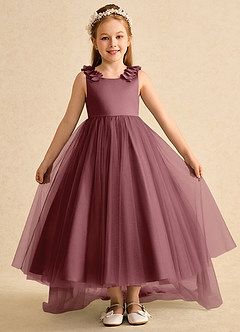 Azazie Lorita Flower Girl Dresses Desert Rose A-Line Beaded Tulle Dress image2