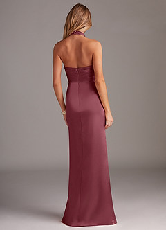 Azazie Jemma Bridesmaid Dresses Desert Rose Sheath Pleated Stretch Satin Dress image6