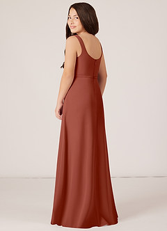 Azazie Renee Junior Auburn A-Line Side Slit Chiffon Dress image4