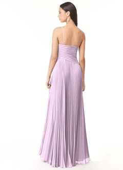 Azazie Vini Bridesmaid Dresses Frosted Lilac A-Line V-Neck Pleated Chiffon Dress image2