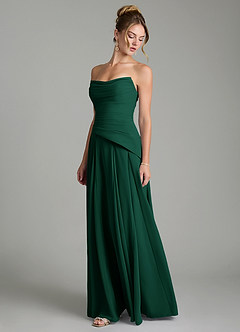 Azazie Gabriela Bridesmaid Dresses Emerald A-Line Corset Chiffon Dress image6