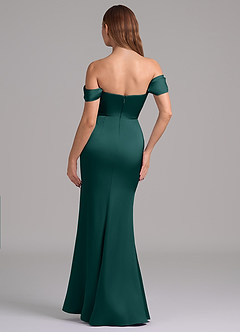 Azazie Miley Bridesmaid Dresses Pine Mermaid Off the Shoulder Stretch Satin Convertible Dress image7