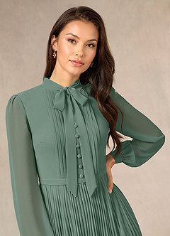 Azazie Adellah Mother of the Bride Dresses Eucalyptus A-Line Pleated Chiffon Dress image5