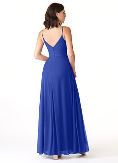 Azazie Evalin Bridesmaid Dresses Royal Blue A-Line V-Neck Pleated Mesh Dress image4