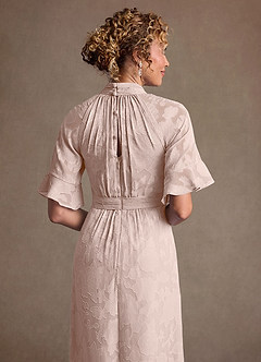 Azazie Hypatia Klänningar till brudens mor Klä Tubklänning i Blommig Utbrändhet Plisserad Rodnande Rosa image7