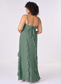 Barbie ♥ Azazie Bridesmaid Dresses Eucalyptus Sheath Bow Chiffon Dress image7