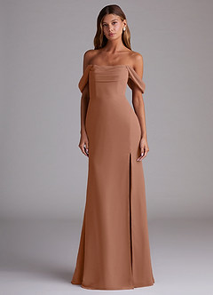 Azazie Saige Bridesmaid Dresses Bronzer A-Line Off the Shoulder Chiffon Convertible Dress image3