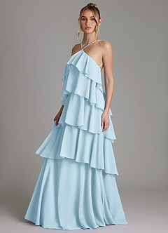 Azazie Deena Bridesmaid Dresses Sky Blue A-Line Ruched Chiffon Dress image5