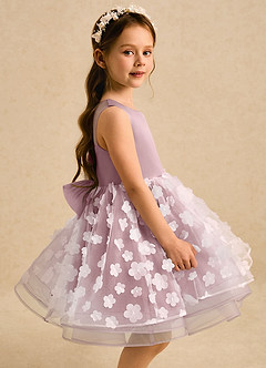 Azazie Billie Flower Girl Dresses Dusty Rose Ball-Gown Pleated Matte Satin Dress image3