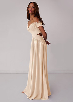 Barbie ♥ Azazie Bridesmaid Dresses White Alabaster A-Line Off the Shoulder Chiffon Convertible Dress image4