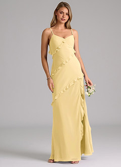 Azazie Nancie Bridesmaid Dresses Butter Mermaid Ruched Chiffon Dress image4