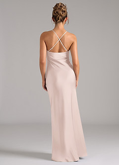 Azazie Tianna Bridesmaid Dresses Blushing Pink A-Line Stretch Satin Dress image2