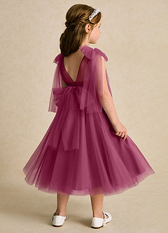 Azazie Dori Robe Demoiselle D'honneur Fillette Robe Trapèze en Tulle Rayé Mûre image3