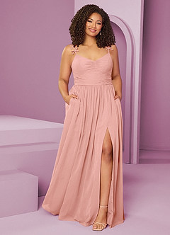 Barbie ♥ Azazie Robes de demoiselle d'honneur Robe Trapèze en Mousseline de soie Plissée Rosette image8