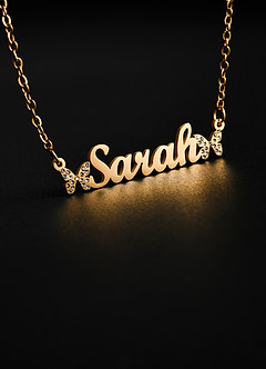 front Custom Name Necklace with Crown