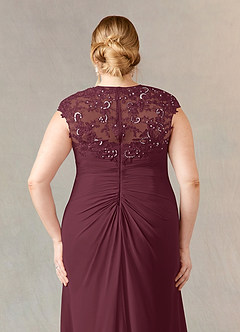 Azazie Birdie Mother of the Bride Dresses Cabernet A-Line Queen Anne Sequins Chiffon Dress image12