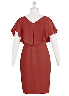 Azazie Julia Mother of the Bride Dresses Terracotta Sheath V-Neck Pleated Chiffon Dress image7