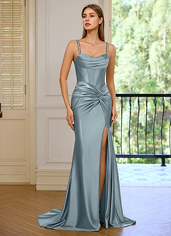 Verdellia Sky Blue Asymmetrical Rhinestone Straps Prom Dress image2
