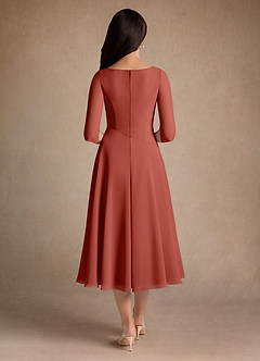 Azazie Durant Mother of the Bride Dresses Terracotta A-Line Pleated Chiffon Dress image3
