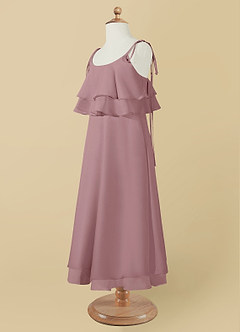 Azazie Temi Flower Girl Dresses Dusty Rose A-Line Spaghetti Strap Chiffon Dress image14