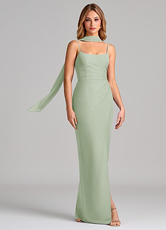 Azazie Calandra Suknie dla druhen Osłona Pofałdowany Szyfon Do ziemi Sukienka image3