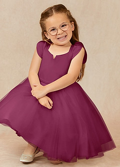 Azazie Malinda Final Sale Blushing Pink Ball-Gown with Sleeves Tulle Dress image3