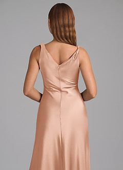 Azazie Nerine Brautjungfernkleider A-Linie Plissee Stretch-Satin Kleid Roségold image2