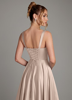 Azazie Azaria Robes de demoiselle d'honneur Robe Trapèze en Satin extensible Corset Rose Anglais image2